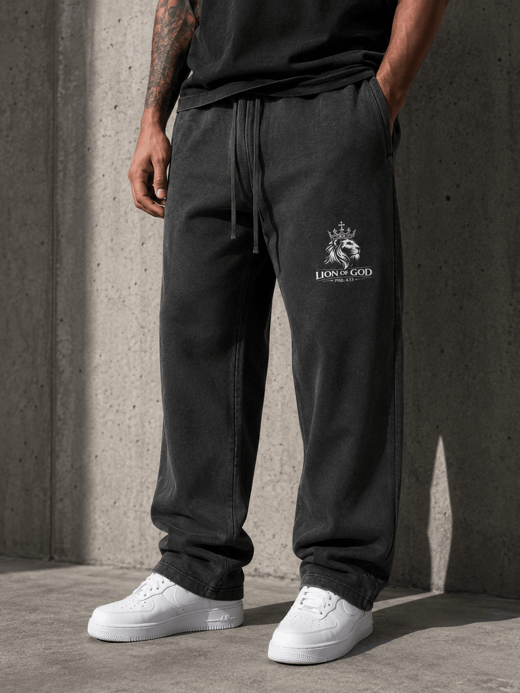 Lion Of God- Snow Wash Heavyweight Sweatpants - Lion Of God